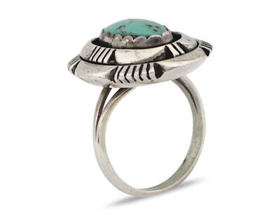 Navajo Ring 925 Silver Turquoise Artist Signed Leonard & Marian