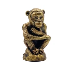 Lamp Finial-THINKING MONKEY-Aged Brass Finish, Highly detailed metal casting-FS
