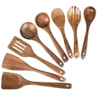 Wooden Spoons for Cooking, Kitchen Utensils Set, Natural Teak Wood Spoon