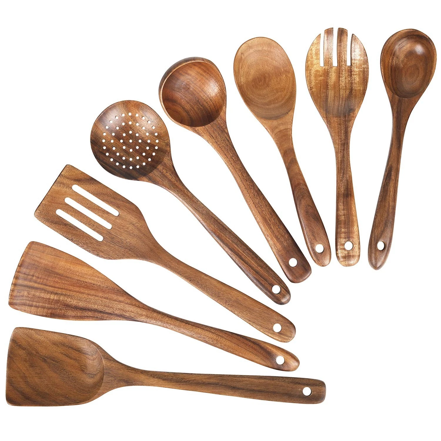 Wooden Spoons for Cooking, Kitchen Utensils Set, Natural Teak Wood Spoon
Opens in a new window or ta