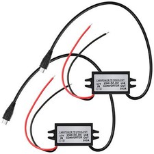 2 Pieces DC-DC Buck Converter Module 12V to 5V Micro USB Power Adapter Black