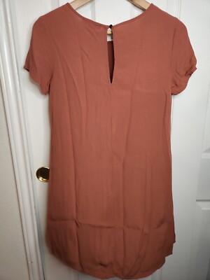 Forever 21 Women Burnt Orange Keyhole Back Short Sleeve Short Shift Dress  Size S | eBay