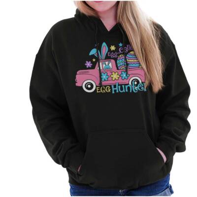 Eggcellent Egg Hunter Easter Bunny Truck Womens Hooded Sweatshirts Hoodies