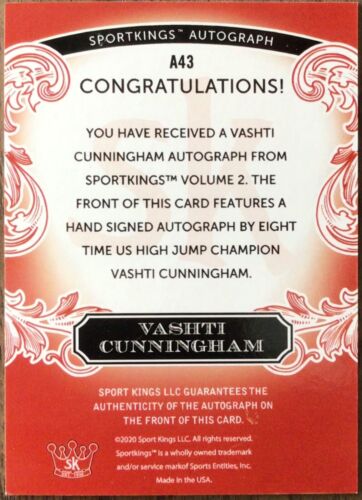 2020 Sportkings Volume 2 Vashti Cunningham Autograph Red #A43 SP /50 - Picture 2 of 3