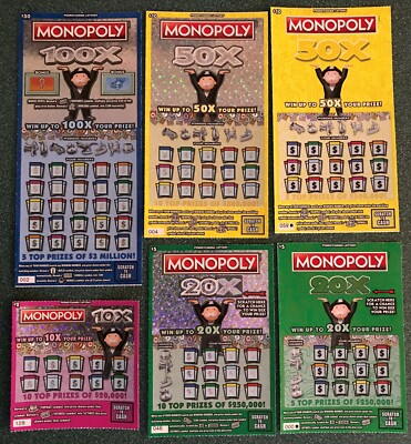 Monopoly Collector Cards ,  6 different  includes variations 