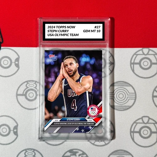 Graded 10 Steph Curry 2024 USA Olympic Team Basketball Games TOPPS NOW Card #27