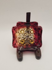 BEAUTIFUL SCARCE VICTORIAN HOBBS EAPG AMBERINA DAISY & BUTTON BUTTER PAT 1880'S