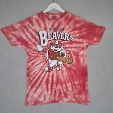Buc-ees T Shirt Baseball Beavers Red Tie Dye Adult Small