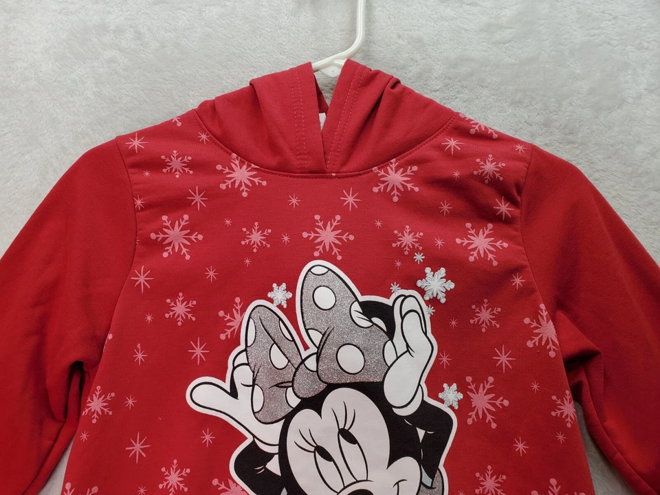 Disney Minnie Mouse Sudadera con Capucha Niñas Talla XL Rojo Copo de Nieve 100% Poliéster Manga Larga Foto 3 de 4