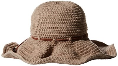 Ale by Alessandra Women's Nikki Retro Crochet Floppy Hat With Leather Trim