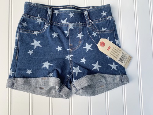 Print Denim Shorts Blue Jean XS 
