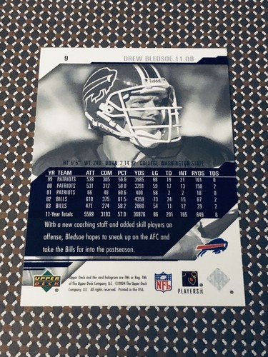 2004 ~ DREW BLEDSOE #9 / UPPER DECK - PRO SIGS FOOTBALL CARD / MINT - Picture 14 of 23