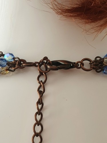 Seasonal Whispers Sparkly Blue Rhinestone Bronze Tone Beaded Layered Necklace - Picture 7 of 12