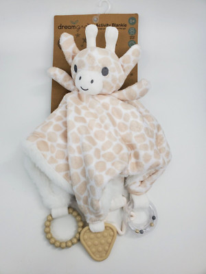 Dream Gro Giraffe Lovey Security Blanket & Activity Toy Tan White Safari B66