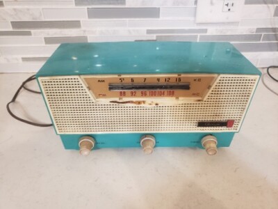 AQUAMARINE AM/FM Retro Vintage Mid Century Olympic Model FM-15 Tube Radio AS IS