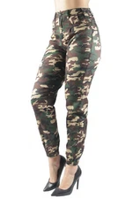 Women's Juniors Mom Fit Skinny Camouflage High Waist Jogger