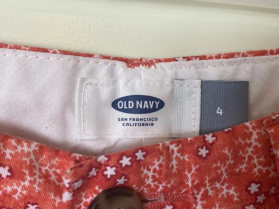 Bermudas para mujer 100 % algodón azul marino naranja estrellas frente plano talla 4 - ¡Lindas! Foto 3 de 4