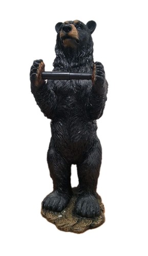 Western Black  Bear Toilet Paper Holder Floor Standing Figurine 26" Tall