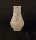 Vintage Murano Zanfirico Latticino Hand Blown  Art Glass White Ribbon Vase 6"
