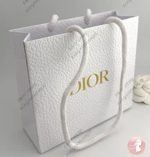 Dior Small Classic White Textured Paper Gift Bag New SMALL 5 x 5.75 x 2