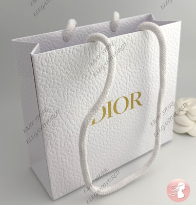 Dior Small Classic White Textured Paper Gift Bag New SMALL 5 x 5.75 x 2