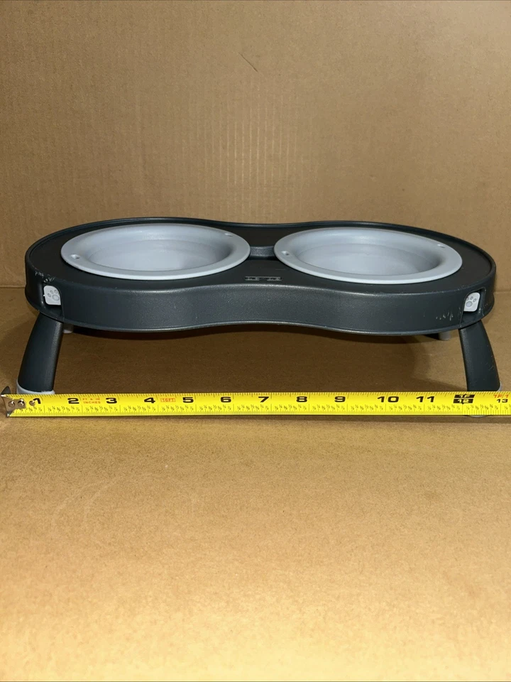 Dexas Popware Mascotas Doble Cuenco Plegable Alimentador de Viaje Gris Fácil de Limpiar Foto 3 de 4
