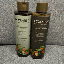 Organic Argana Hair Care Set Deep Reviving Shampoo Balm Brown Ecolatier 250ml