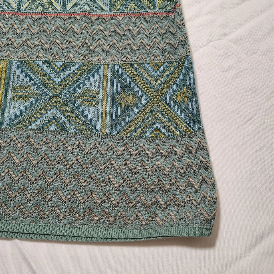 Peruvian Connection Dress Womens Small Green Aztec Print Knit Sleeveless Maxi - Image 2 of 4