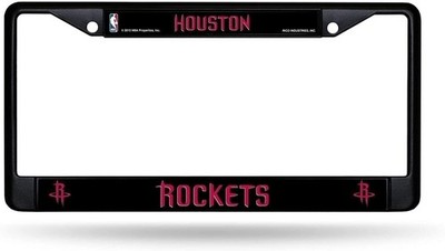 Houston Rockets Black Metal License Plate Frame Chrome Tag Cover, 12x6 ...