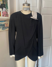 VINTAGE 1980s GUCCI Two-Tone wool Silk line Tulip draped Blazer jacket 42 EU 