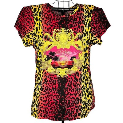 Versace for H&M Miami Palms Leopard Baroque Graphic T-shirt Top 2011