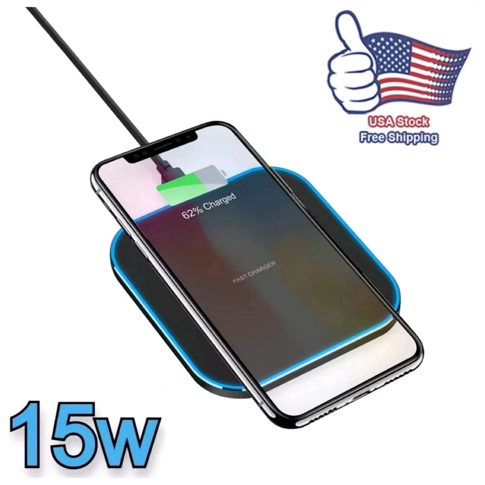 Cargador Pad Inalámbrico Ultra Negro Blanco Para Samsung Galaxy S25 S24 S23 S22 S21 Foto 2 de 4