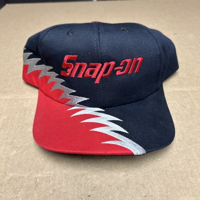Vintage Snap-On Tools SnapBack Hat Cap Red Black Saw Shark Tooth USED