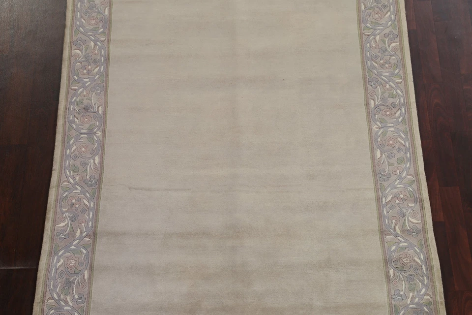 Alfombra oriental nepalí beige/gris 5x8 pies alfombra de lana hecha a mano alfombra moderna Foto 4 de 4