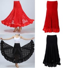 Jupe de danse de salon, valse et flamenco, taille élastique, costume pour femme