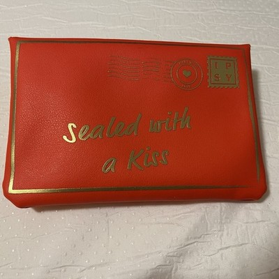 Ipsy Red Makeup Bag, Valentines Saying,  Sealed With A Kiss.  Red