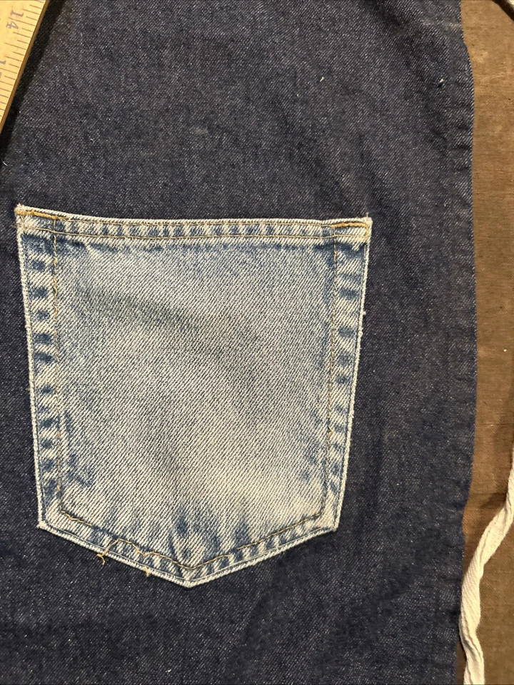 Vtg Clean Indigo Denim Selvedge SHOP FACTORY Painter Smock Apron WEARWEAR - Image 4 of 4