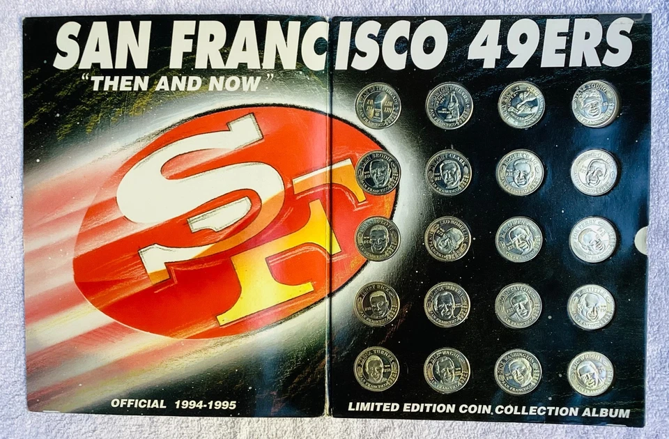 NFL San Francisco 49ers "Entonces y Ahora" Juego de 20 Monedas Coleccionista Álbum Edición Limitada Foto 3 de 4