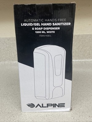 NIB Alpine 430-L Automatic Hands Free Liquid Soap Dispenser - White Wall Mount