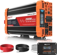 BELTTT 2000W Pure Sine Wave Power Inverter 12V to 120V for RV Solar Truck