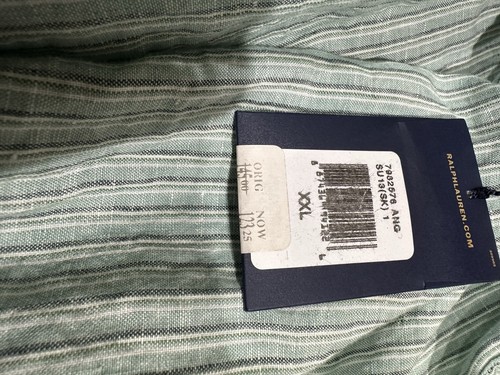 Polo Ralph Lauren Neu mit Etikett Herren 2XL Custom Fit 100 % Leinen Herrenhemd grün gestreift - Bild 8 von 13
