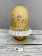 Fenton Painted Honey Amber Satin overlay glass 3 Piece Fairy Lamp