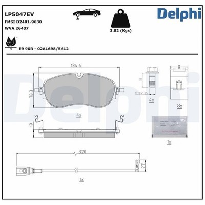 Delphi Bremsbelagsatz Bremsklötze vorne 1EA698151B 1EA698151J 21140400