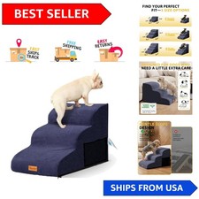 Comfort Safety: 3-Step Non-Slip Pet Stairs for Small Breeds in Charming Blue