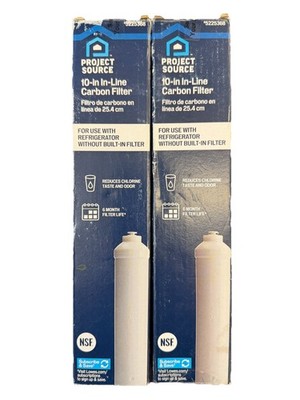 2 Pack Project Source 10 In In-Line Carbon refrigerator  Filter 5225368 1/4''