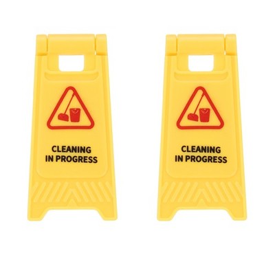 Miniature Warning Sign, Cleaning in Progress Signs (Yellow, 2pcs)