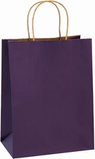 Gift Bags 8X4.25X10.5 Inches 25Pcs Kraft Paper Bags with Handles, Purple Stripes