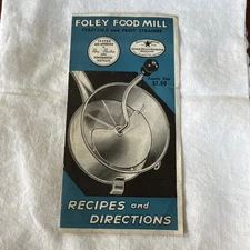 Foley Food Mill Recipes And Instructions Pamphlet Vintage Booklet