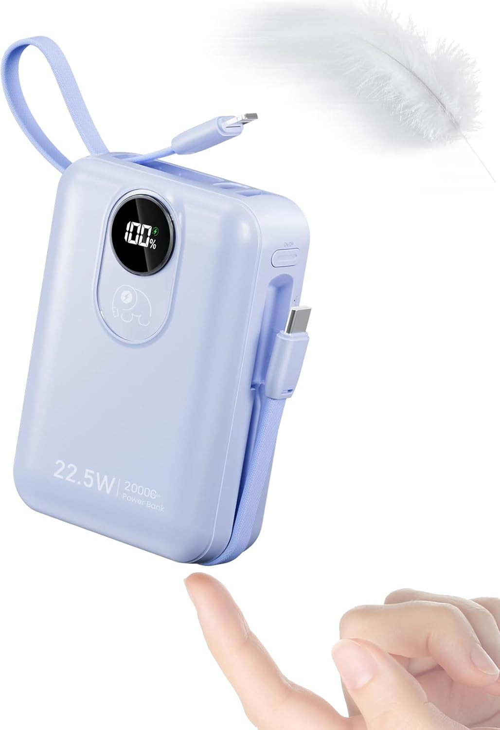 Built-In Cable 20000Mah Power Bank: 22.5W Fast Charging External Battery for Mob