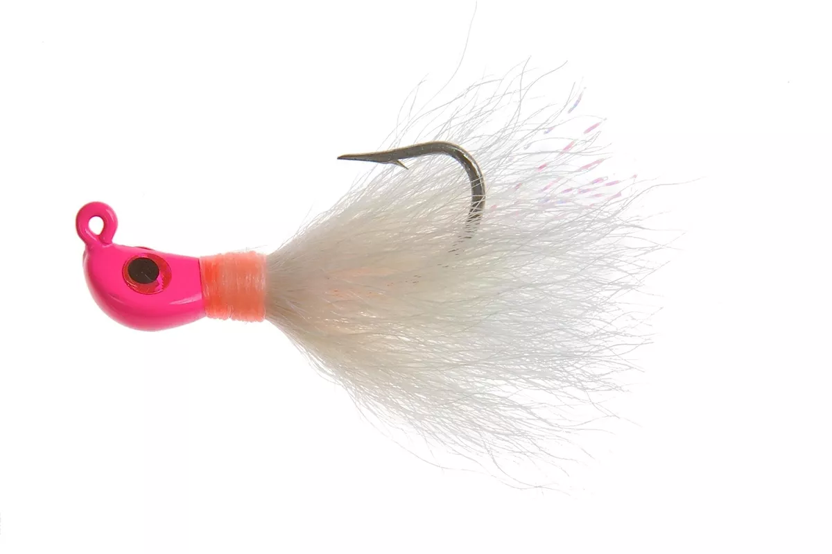 Hookup 111-08 1/8-Ounce Calftail Jig with No. 2 PermaSteel Hook, Pink and  White
